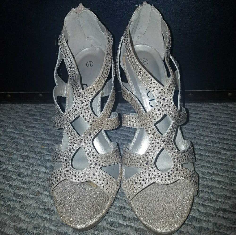 Gold high heels